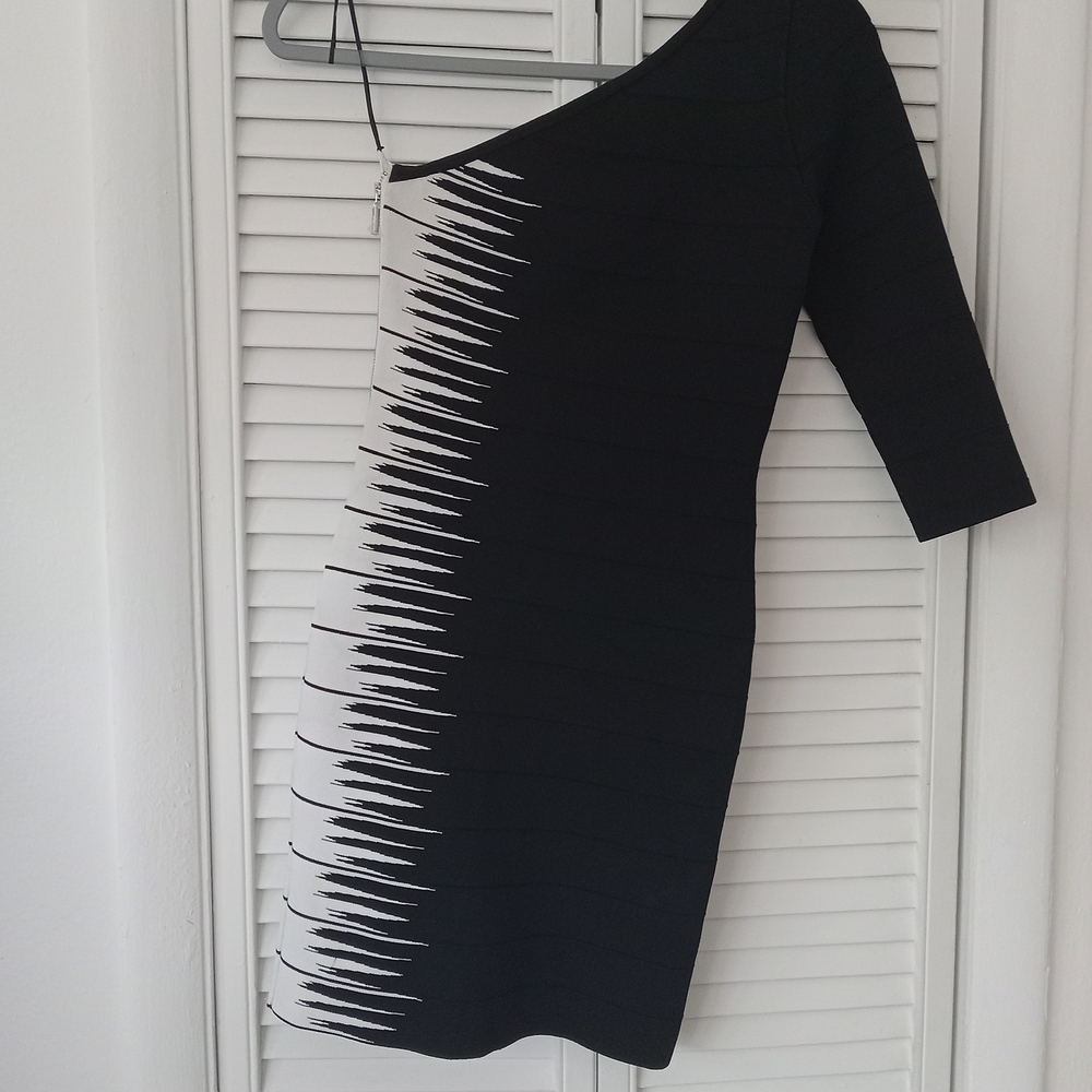 Guess Black and White Asymmetrical Dress